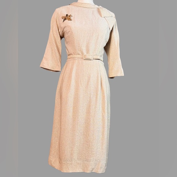 Vintage 1960’s Jannell Of California Dress w Vintage Brooch - Size Small - Picture 2 of 14